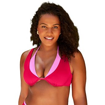 Swimsuits for All Women's Underwire Shimmer Peekaboo Bikini Top