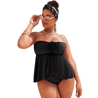 Swimsuits for All Women's Rosette Bandeau Tankini Top