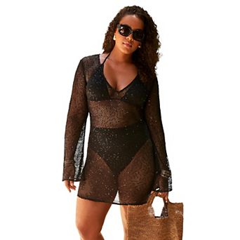 Swimsuits for All Women's Sequin V-Neck Cover Up Dress