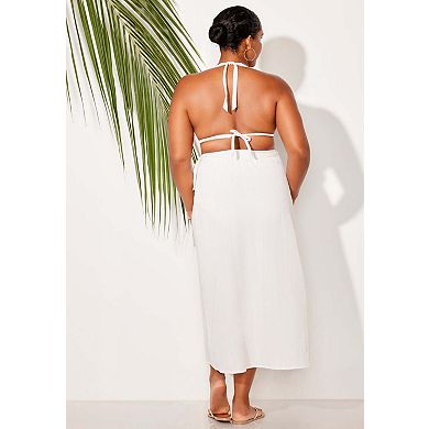 Swimsuits for All Women's Crinkle Pleat Wrap Skirt Cover Up