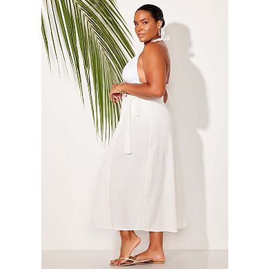 Swimsuits for All Women's Crinkle Pleat Wrap Skirt Cover Up