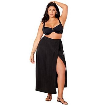 Swimsuits for All Women's Crinkle Pleat Wrap Skirt Cover Up
