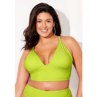 Swimsuits for All Women's Longline Sparkle Bikini Top