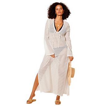 Swimsuits for All Women's Lightweight Crochet V-Neck Dress Cover Up