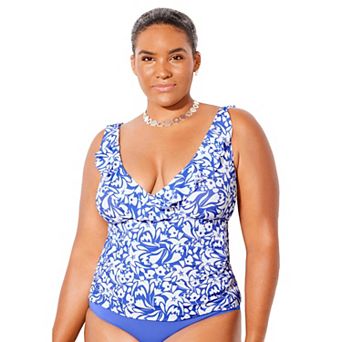 Swimsuits for All Women's Ruffle V-Neck Tankini Top