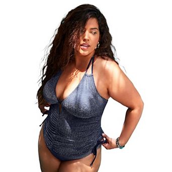 Swimsuits for All Women's Adjustable Sparkle Halter Tankini Top