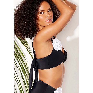 Swimsuits for All Women's Twist Front Rosette Bikini Top