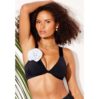 Swimsuits for All Women's Twist Front Rosette Bikini Top