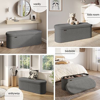 StorageBud Oval Ottoman with Storage for Living Room
