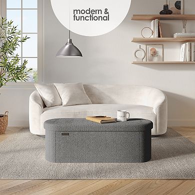 StorageBud Oval Ottoman with Storage for Living Room