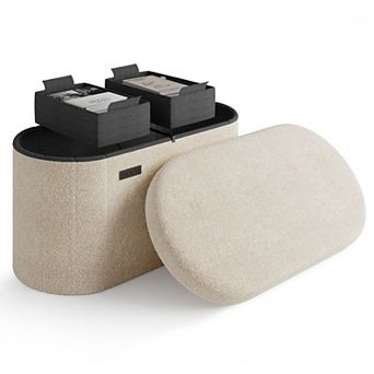 StorageBud Oval Ottoman with Storage for Living Room