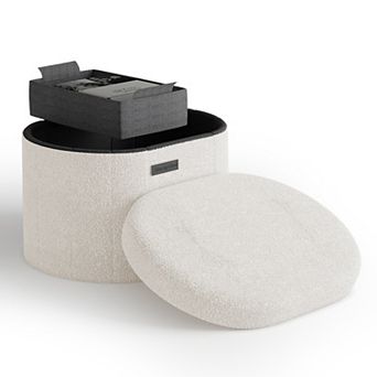 StorageBud Oval Ottoman with Storage for Living Room