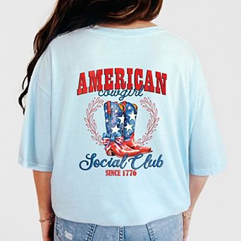 Simply Sage Market American Cowgirl Social Club Front And Back Garment Dyed Tee