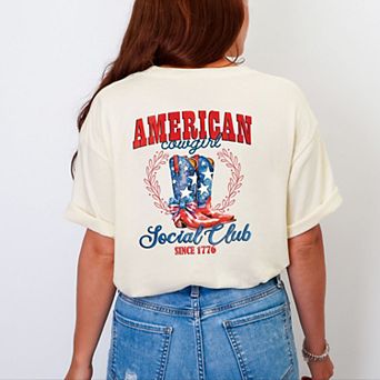 Simply Sage Market American Cowgirl Social Club Front And Back Garment Dyed Tee