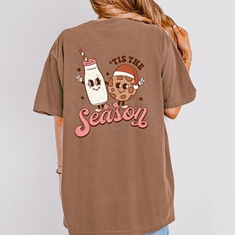 Simply Sage Market Tis The Season Milk And Cookies Front And Back Garment Dyed Tee