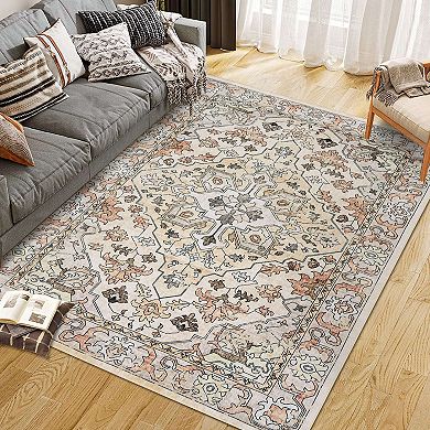 Area Rugs for Living Room Machine Washable Rugs Non-Slip Stain Resistant Soft Boho Low Pile