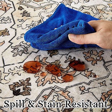 Area Rugs for Living Room Machine Washable Rugs Non-Slip Stain Resistant Soft Boho Low Pile