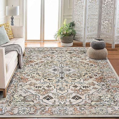 Area Rugs for Living Room Machine Washable Rugs Non-Slip Stain Resistant Soft Boho Low Pile