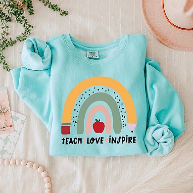 Simply Sage Market Teach Love Inspire Rainbow Lightweight Garment Dyed Sweatshirt