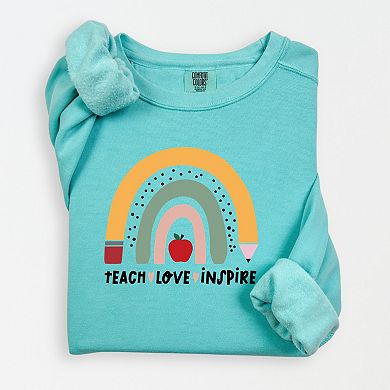 Simply Sage Market Teach Love Inspire Rainbow Lightweight Garment Dyed Sweatshirt