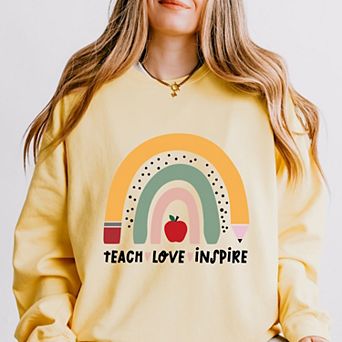 Simply Sage Market Teach Love Inspire Rainbow Lightweight Garment Dyed Sweatshirt
