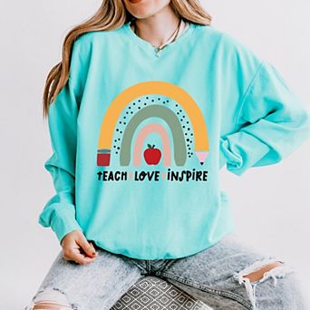 Simply Sage Market Teach Love Inspire Rainbow Lightweight Garment Dyed Sweatshirt