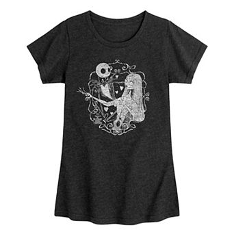 Girls 7-16 Disney's The Nightmare Before Christmas Jack and Sally Valentine Graphic Tee