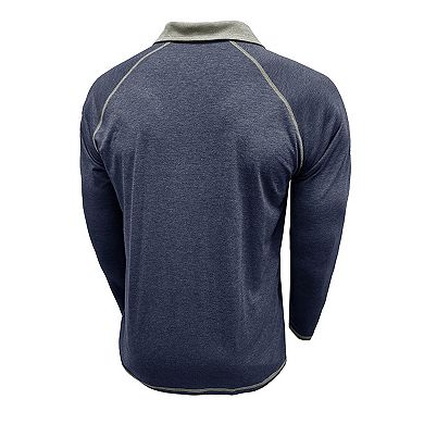 Men's Color Block Polo Shirt Casual Long Sleeve Collared Top with Contrast Trim