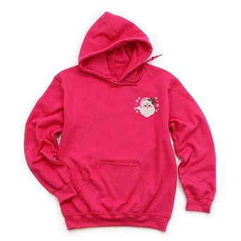 Embroidered Pink Santa Hat - Women's Graphic Hoodie