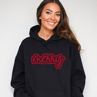 Merry Outline Puff - Women's Graphic Hoodie