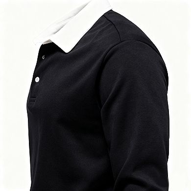 Men's Long Sleeve Polo Hoodie Shirt Collar Pullover Sweatshirt Top