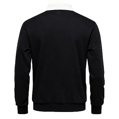 Men's Long Sleeve Polo Hoodie Shirt Collar Pullover Sweatshirt Top