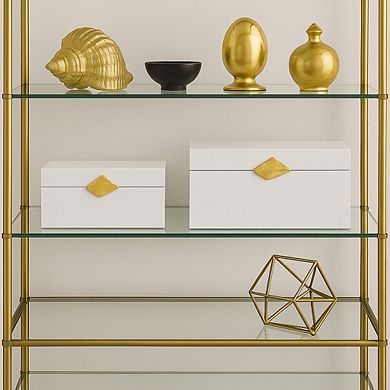 Vintiquewise Set of 2 Decorative Wooden Storage Boxes with Gold Accent