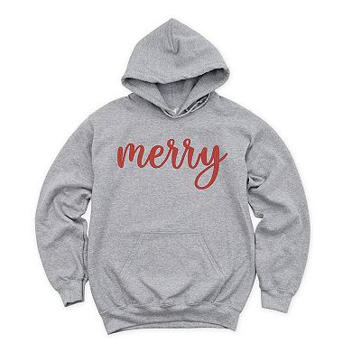 Embroidered Merry Cursive - Women's Graphic Hoodie