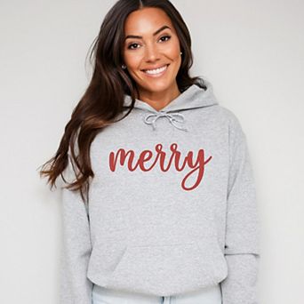 Embroidered Merry Cursive - Women's Graphic Hoodie