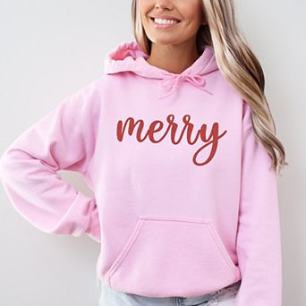 Embroidered Merry Cursive - Women's Graphic Hoodie