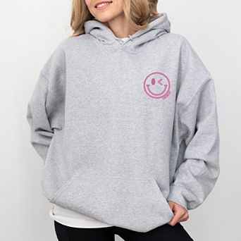 S.W.Smiley Embroidered Smiley Face Outline - Women's Graphic Hoodie