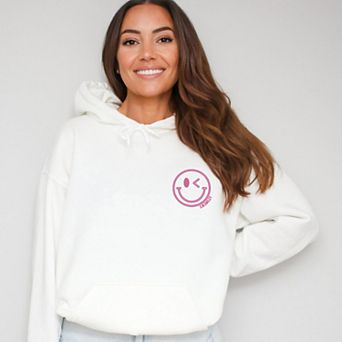 S.W.Smiley Embroidered Smiley Face Outline - Women's Graphic Hoodie