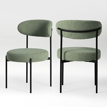 Westintrends Mid-century Modern Upholstered Sherpa Round Dining Chairs (set Of 2)