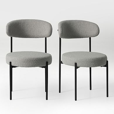 Westintrends Mid-century Modern Upholstered Sherpa Round Dining Chairs (set Of 2)