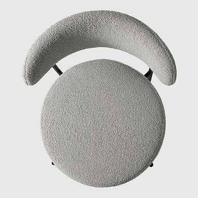 Westintrends Mid-century Modern Upholstered Sherpa Round Dining Chairs (set Of 2)