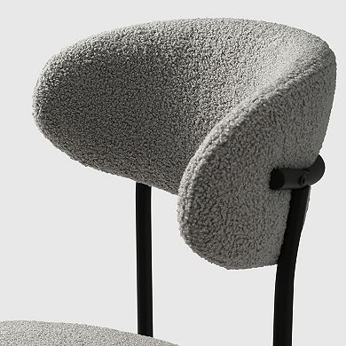 Westintrends Mid-century Modern Upholstered Sherpa Round Dining Chairs (set Of 2)