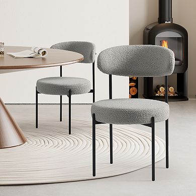 Westintrends Mid-century Modern Upholstered Sherpa Round Dining Chairs (set Of 2)