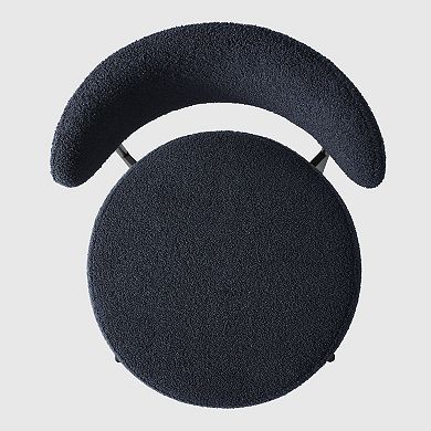 Westintrends Mid-century Modern Upholstered Sherpa Round Dining Chairs (set Of 2)