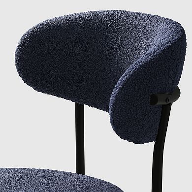 Westintrends Mid-century Modern Upholstered Sherpa Round Dining Chairs (set Of 2)