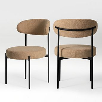 Westintrends Mid-century Modern Upholstered Sherpa Round Dining Chairs (set Of 2)