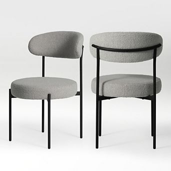 Westintrends Mid-century Modern Upholstered Sherpa Round Dining Chairs (set Of 2)