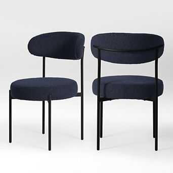 Westintrends Mid-century Modern Upholstered Sherpa Round Dining Chairs (set Of 2)