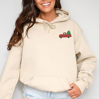 Embroidered Truck Christmas Tree - Women's Graphic Hoodie