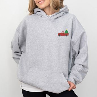 Embroidered Truck Christmas Tree - Women's Graphic Hoodie